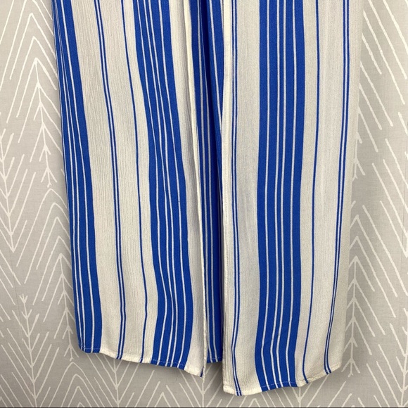 HYFVE Split Front Chic Striped Pants in Blue Stripe. - Picture 7 of 10